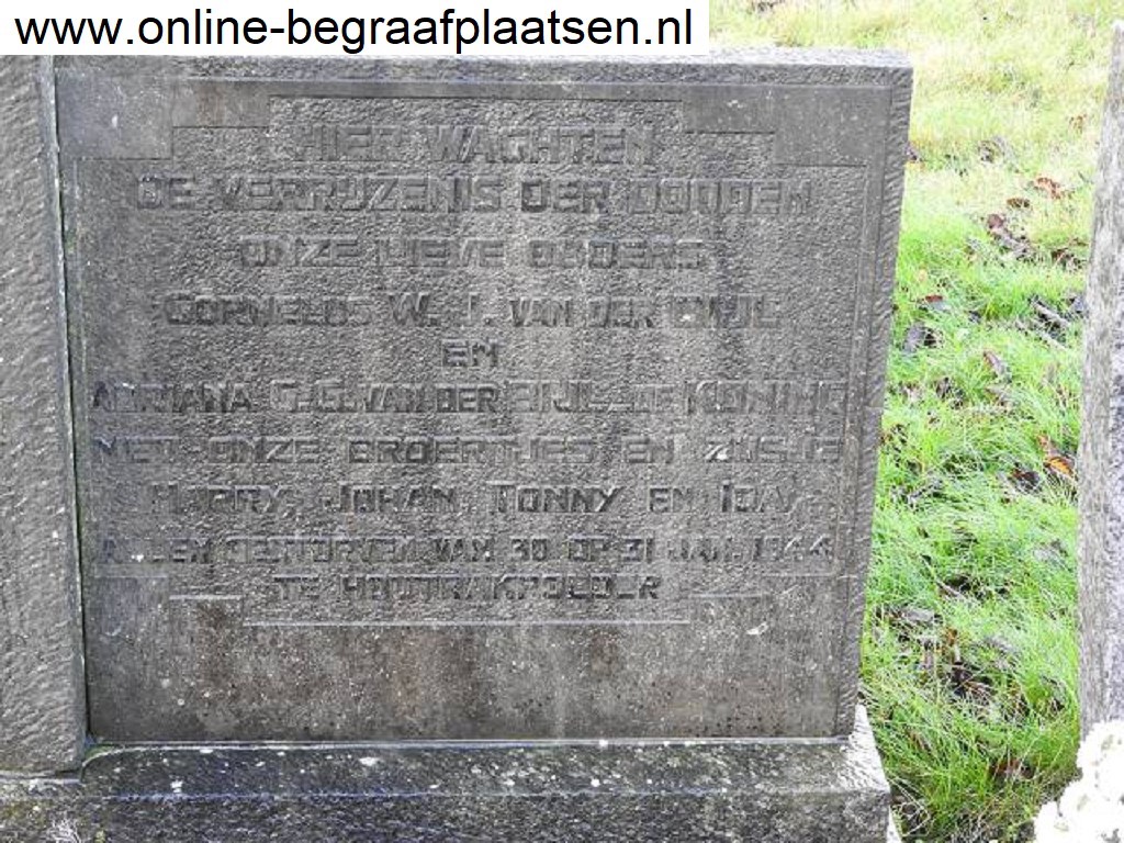 Grafzerk fam. van der Bijl 30-01-1944